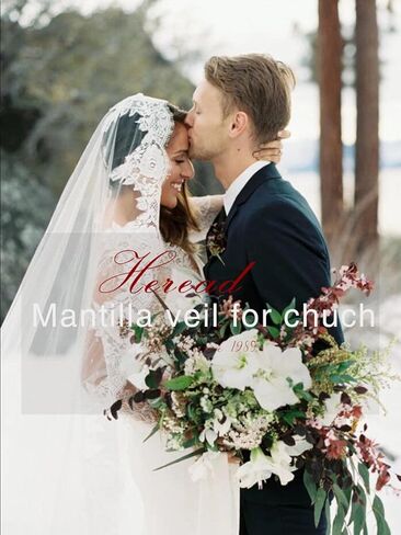 HEREAD مصلى الكاثوليكية الدانتيل الحجاب الكنيسة مانتيا حجاب الزفاف مع مشط اللاتينية كتلة وشاح الرأس يغطي للعرائس والنساء in Kuwait