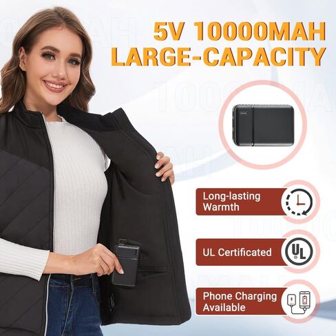 سترة CapEyes ساخنة للنساء مع بطارية 5 فولت 10000 مللي أمبير في الساعة، سترة نسائية دافئة للغاية للأنشطة الخارجية in Kuwait