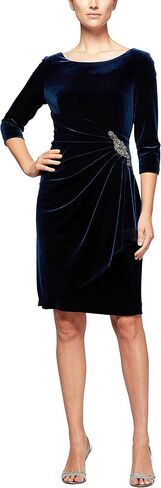 Alex Evenings Women's Short Velvet Cocktail Dress with Beading Detail (Reg Petite) in Saudi Arabia