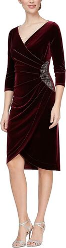 Alex Evenings Women's Short Velvet Cocktail Dress with Beading Detail (Reg Petite) in Saudi Arabia