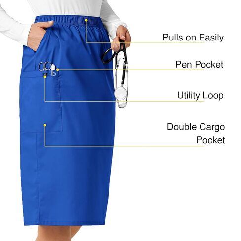 WonderWink WonderWORK Women’s Pull-On Cargo Skirt — Royal, Small in Saudi Arabia