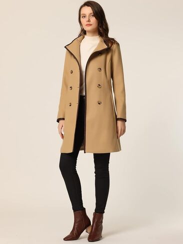 Allegra K Women's Peacoat Trench Long Coat Belted Winter Stand Collar Coats in Saudi Arabia