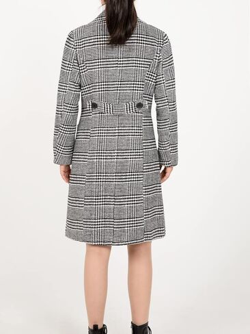 Hacikis Womens Houndstooth Wool Blend Trench Coat Notch Lapel Double Breasted Winter Outwear Pea Coats in Saudi Arabia