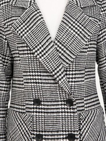 Hacikis Womens Houndstooth Wool Blend Trench Coat Notch Lapel Double Breasted Winter Outwear Pea Coats in Saudi Arabia
