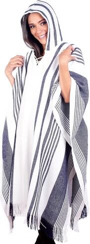 معطف الألبكة ذو القلنسوة للسيدات من INTI ALPACA - رأس مصنوع يدويًا - أزياء شتوية - معطف بيرو تقليدي - رأس شال منزلي in Kuwait