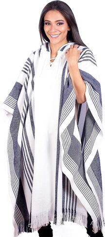 معطف الألبكة ذو القلنسوة للسيدات من INTI ALPACA - رأس مصنوع يدويًا - أزياء شتوية - معطف بيرو تقليدي - رأس شال منزلي in Kuwait