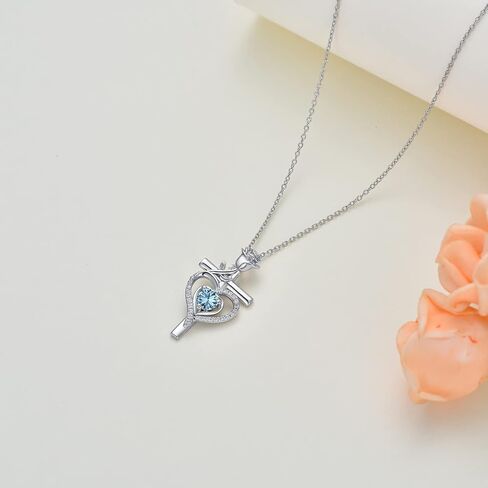 PROESS Mothers Day Gifts Cross Necklace for Women Girls Birthstone Cross Necklace for Women Girls Sterling Silver Rose Heart Pendant Necklace Anniversary Birthday Jewelry Gifts Wife Mom Lady Her in Saudi Arabia