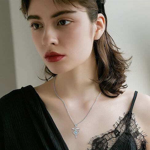 PROESS Mothers Day Gifts Cross Necklace for Women Girls Birthstone Cross Necklace for Women Girls Sterling Silver Rose Heart Pendant Necklace Anniversary Birthday Jewelry Gifts Wife Mom Lady Her in Saudi Arabia