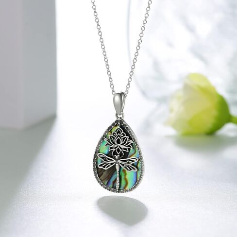 Daixiya Dragonfly Necklace 925 Sterling Silver Lotus Dragonfly Pendant Necklaces Boho Jewelry Gifts for Women Girls Mom in Saudi Arabia