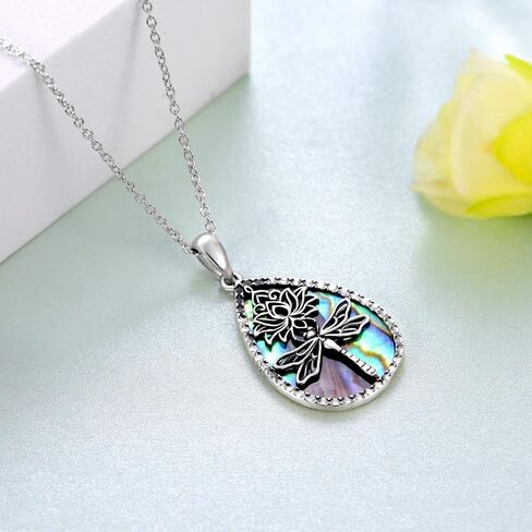 Daixiya Dragonfly Necklace 925 Sterling Silver Lotus Dragonfly Pendant Necklaces Boho Jewelry Gifts for Women Girls Mom in Saudi Arabia