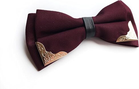 Elfeves Men's Golden Metal Edged Bow Ties Pre-tie Double Layers Party Bowties in Saudi Arabia