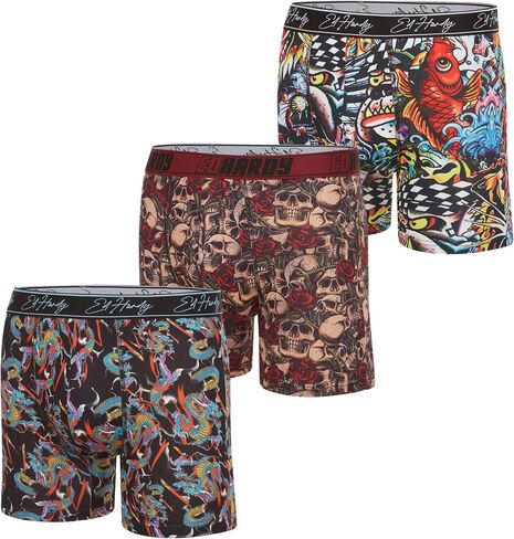 ED HARDY Men's Athletic Underwear 3, 4, or 5 Pack Moisture Wicking Performance Boxer Briefs for Men in Kuwait