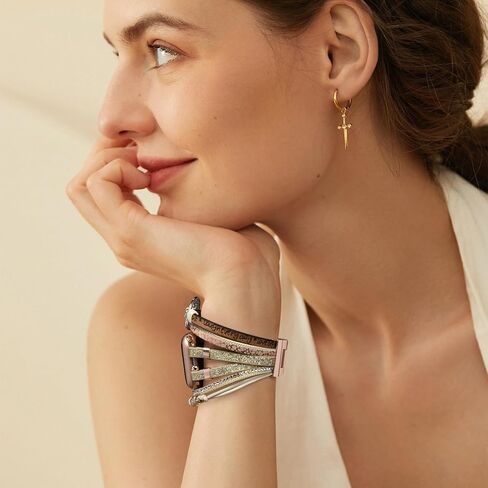 سوار بوهو مطرز لساعة أبل 40 مم 38 مم 41 مم 44 مم 42 مم 45 مم للنساء، إكسسوارات حزام لف جلدي متعدد الطبقات مصنوع يدويًا لسلسلة iWatch Bands SE 9 8 7 6 5 4 3 2 1 in Kuwait