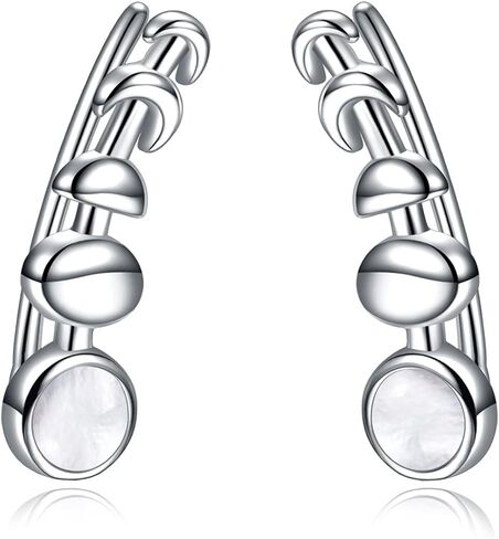925 Sterling Silver Moon Phase Ear Crawler Cuff Earrings Ear Climber Hypoallergenic Moonstone Earrings in Saudi Arabia