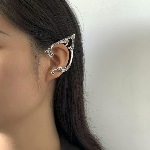 Jumwrit Elf Ear Cuffs Earrings Elven Ear Cuffs Silver Stud Earrings Cuff Wrap Earrings Ear Cuff Clip on Earrings Cosplay Fantasy Fairy Earrings in Saudi Arabia