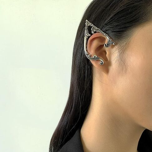 Jumwrit Elf Ear Cuffs Earrings Elven Ear Cuffs Silver Stud Earrings Cuff Wrap Earrings Ear Cuff Clip on Earrings Cosplay Fantasy Fairy Earrings in Saudi Arabia
