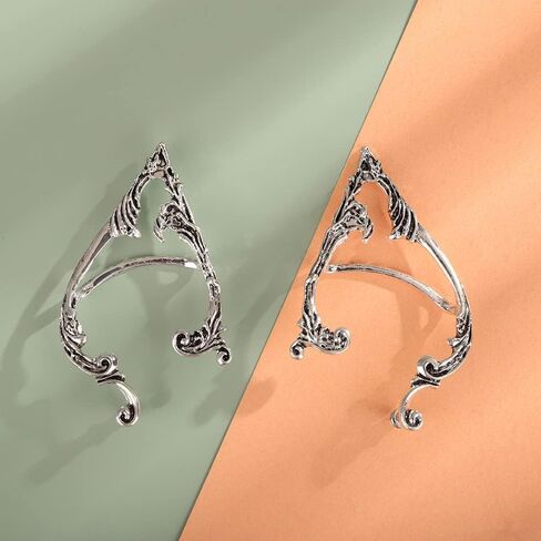 Jumwrit Elf Ear Cuffs Earrings Elven Ear Cuffs Silver Stud Earrings Cuff Wrap Earrings Ear Cuff Clip on Earrings Cosplay Fantasy Fairy Earrings in Saudi Arabia