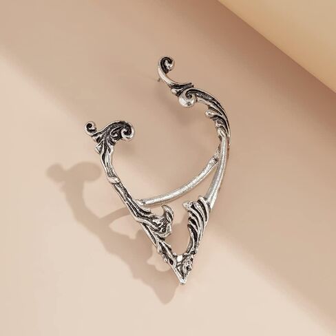 Jumwrit Elf Ear Cuffs Earrings Elven Ear Cuffs Silver Stud Earrings Cuff Wrap Earrings Ear Cuff Clip on Earrings Cosplay Fantasy Fairy Earrings in Saudi Arabia