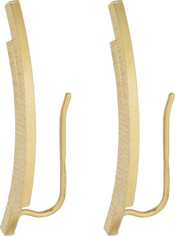 Kooljewelry 10k Yellow Gold cut Diamond Curve Double Climber Earrings in Saudi Arabia
