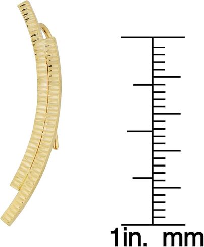 Kooljewelry 10k Yellow Gold cut Diamond Curve Double Climber Earrings in Saudi Arabia