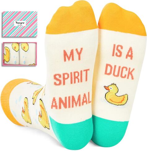 HAPPYPOP Funny Rubber Duck Gifts Girls Duck Gifts for Duck Lovers, Cute Rubber Duck Socks Duck Boot Socks Women and Men in Saudi Arabia