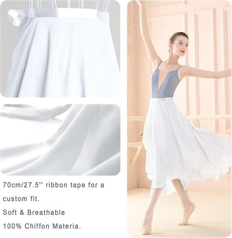 Phoeswan Dance Skirts for Women, Long Chiffon Ballet Skirt, Women's Dance Wrap Skirt with Tie in Saudi Arabia