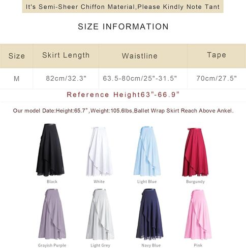 Phoeswan Dance Skirts for Women, Long Chiffon Ballet Skirt, Women's Dance Wrap Skirt with Tie in Saudi Arabia