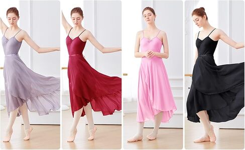 Phoeswan Dance Skirts for Women, Long Chiffon Ballet Skirt, Women's Dance Wrap Skirt with Tie in Saudi Arabia