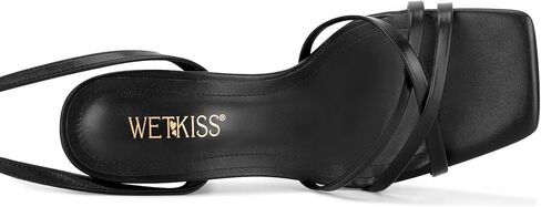 كعب مكتنز من ويت كيس للنساء بكعب عريض للنساء 3.35 بوصة ارتفاع الكعب مع حزام كاحل قابل للتعديل مربع مفتوح عند الأصابع لحفلات العودة للوطن، ذهبي أسود وأبيض in Kuwait