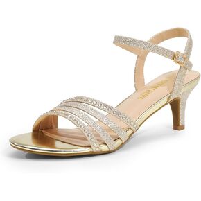 DREAM PAIRS Women's Kitten Heels Open Toe Fashion Comfortable Low Heels for Daily Casual Dressy Wedding Party Evening Sandals