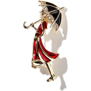 Cartoon Enamel Girl Brooch Woman Umbrella Alloy Pin Girl Wearing Umbrella Brooches for Enamel Cartoon Brooch Pins Jewelry Accessories, Metal, no gemstone in Saudi Arabia