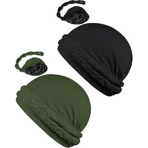 Ababalaya Silky Satin Lined Turban for Women Mens Halo Turban Silky Lined Durag for Waves Braids Locs Sleeping Bonnet Sleep Cap
