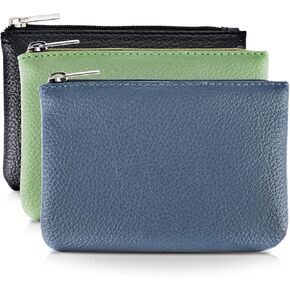 simarro Leather Zipper Coin Purse, PU Lychee Pattern Coin Purse Portable Change Wallet Mini Coin Pocket Pouch Change Holder for Men & Women 3 pcs set (Black)