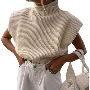 Soft Fabric Breathable Stretchy Turtleneck Knitted Sleeveless Crop Top Fall Winter Fashion in Kuwait