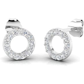 1/4 قيراط دائرة فضة استرليني مختبر نمت الماس أقراط للنساء, معدن حجر, الماس in Kuwait