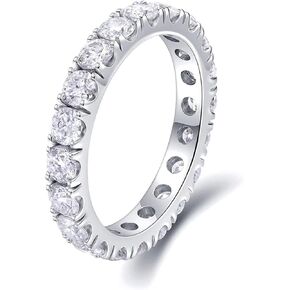 MRENITE مويسانيتي خاتم الزفاف الخلود للنساء 3 مم 2CTTW D اللون VVS1 وضوح كامل مويسانيتي خاتم الخلود S925 الفضة الاسترليني الفرقة الذكرى تكويم لها in Kuwait