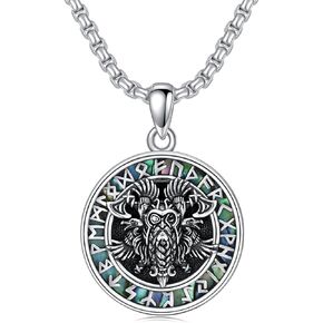 قلادة MeetMuse Viking للرجال S925 من الفضة الإسترلينية Odin/Mjolnir/Skull/Troll Cross/Wolf/Compass Rune Amulet قلادة مجوهرات نورس لعيد الميلاد وأعياد الميلاد in Kuwait