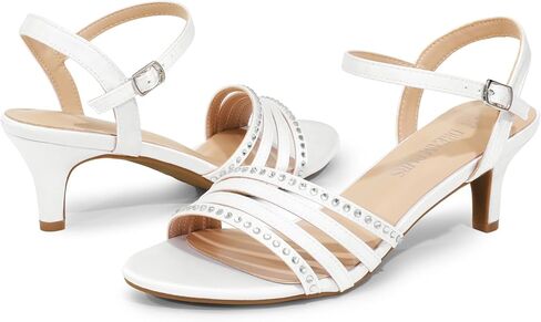 صنادل نسائية من DREAM PAIRS بكعب صغير مفتوح عند الأصابع وكعب منخفض مريح للاستخدام اليومي الكاجوال وحفلات الزفاف والسهرات in Kuwait