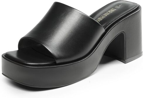 DREAM PAIRS Women's Chunky Mule Heel Sandals | Square Toe Ankle Strap Slip On Comfortable Heeled Sandals for Party Wedding Shoes, slip-on heels in Saudi Arabia