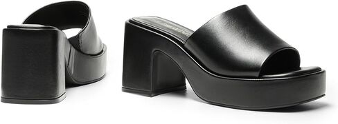 DREAM PAIRS Women's Chunky Mule Heel Sandals | Square Toe Ankle Strap Slip On Comfortable Heeled Sandals for Party Wedding Shoes, slip-on heels in Saudi Arabia