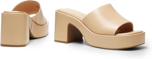 DREAM PAIRS High Chunky Platform Heels for Women Fashion Comfort Slip on Square Open Toe Block Heel Sandals in Kuwait