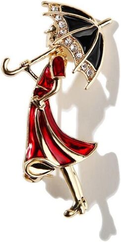 Cartoon Enamel Girl Brooch Woman Umbrella Alloy Pin Girl Wearing Umbrella Brooches for Enamel Cartoon Brooch Pins Jewelry Accessories in Saudi Arabia