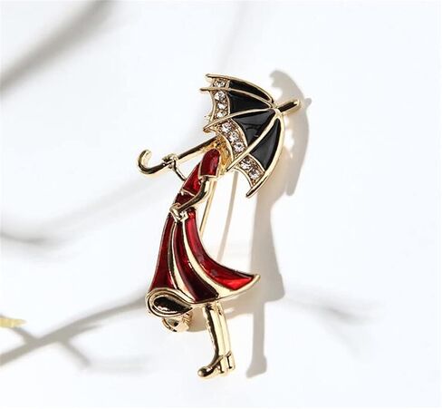 Cartoon Enamel Girl Brooch Woman Umbrella Alloy Pin Girl Wearing Umbrella Brooches for Enamel Cartoon Brooch Pins Jewelry Accessories in Saudi Arabia