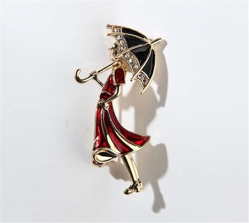 Cartoon Enamel Girl Brooch Woman Umbrella Alloy Pin Girl Wearing Umbrella Brooches for Enamel Cartoon Brooch Pins Jewelry Accessories in Saudi Arabia