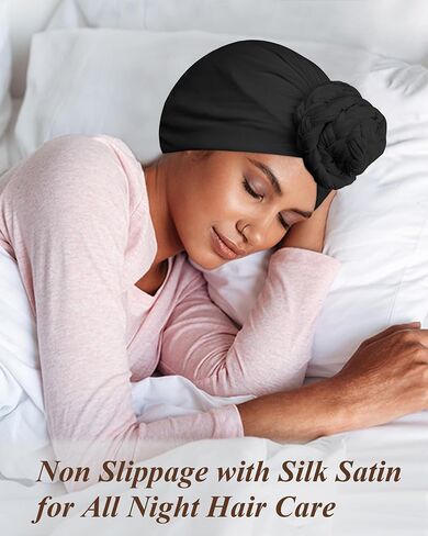 عمامة حريرية مبطنة من Ababalaya للنساء والرجال، عمامة هالة حريرية مبطنة، Durag لضفائر الأمواج، غطاء النوم، غطاء النوم in Kuwait