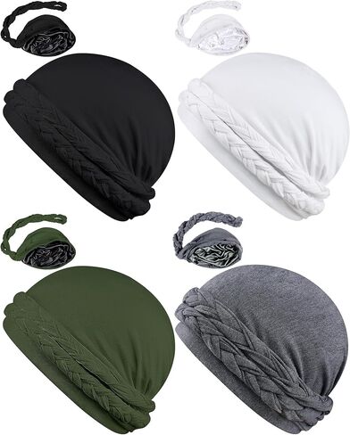 عمامة حريرية مبطنة من Ababalaya للنساء والرجال، عمامة هالة حريرية مبطنة، Durag لضفائر الأمواج، غطاء النوم، غطاء النوم in Kuwait