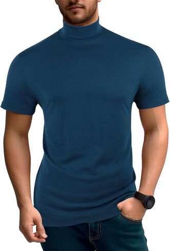 تي شيرت Viwedo رجالي بياقة مدورة وأكمام قصيرة وقميص داخلي بقصة ضيقة in Kuwait