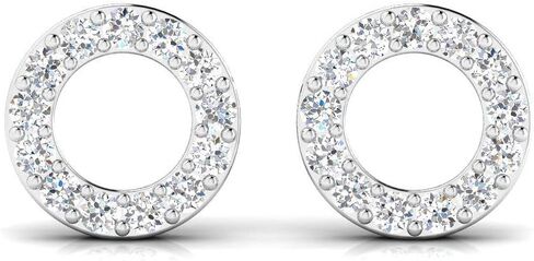 1/4 قيراط دائرة فضة استرليني مختبر نمت الماس أقراط للنساء, معدن حجر, الماس in Kuwait