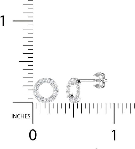 1/4 قيراط دائرة فضة استرليني مختبر نمت الماس أقراط للنساء, معدن حجر, الماس in Kuwait
