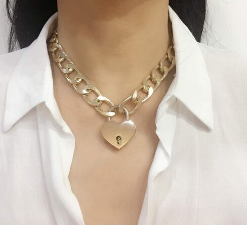 Intimate Lover Heart Chain Necklace Collar Heart Padlock Choker for Men, Women and Pet in Kuwait